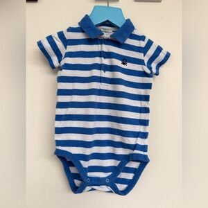 United Colors Of Benetton Blue and White Striped Polo Bodysuit